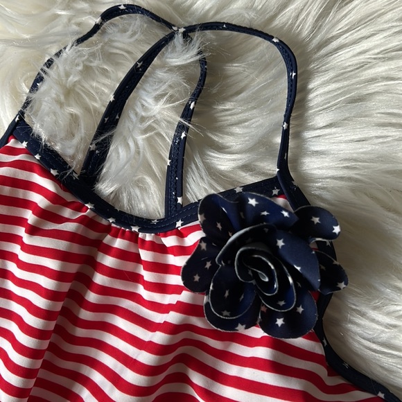 Oshkosh Red White & Blue Stripped One Piece Swimsuit Size Girl 8 - Picture 2 of 3